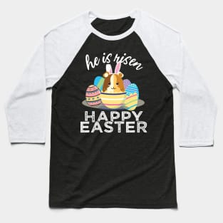 Cute Guinea Pig Hamster Bunny Ears Easter Egg Hunt Risen Baseball T-Shirt